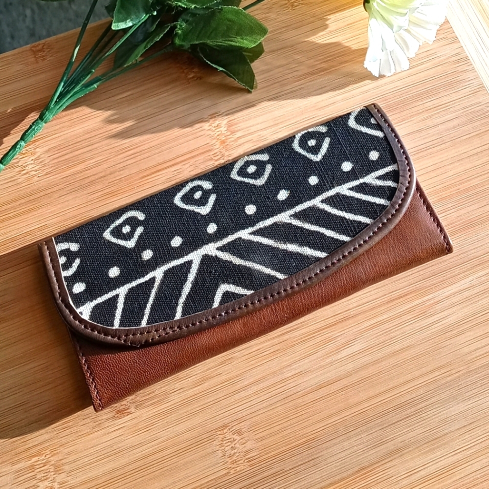 1PC Beautiful African Mudcloth Leather Wallet